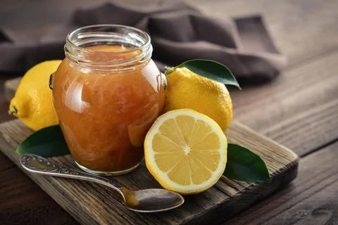 Lemon jam in jar Stock Photos