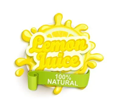 Lemon juece label splash. Иллюстрация