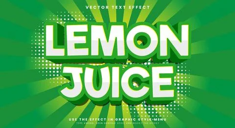 Lemon juice 3d editable text effect Template Stock Illustration