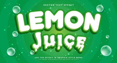 Lemon Juice 3d editable text effect Template Stock Illustration