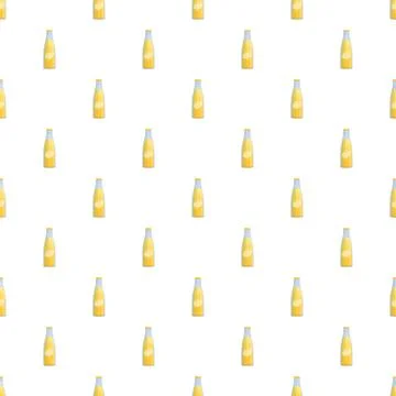 Lemon juice bottles repeating pattern on white background Illustrazione stock