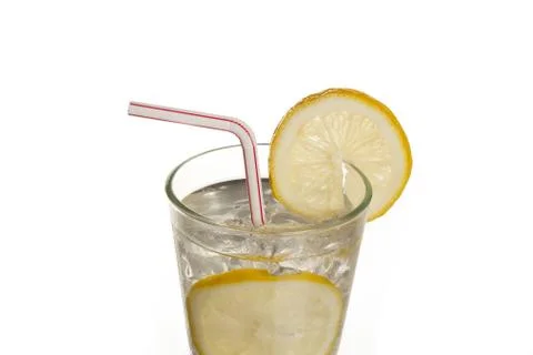 Lemon juice with drinking straw Stock-Fotos