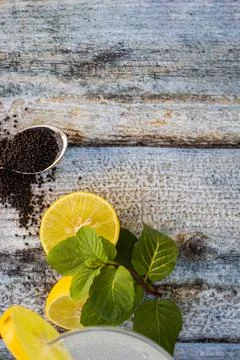 Lemon juice with mint Stock Photos