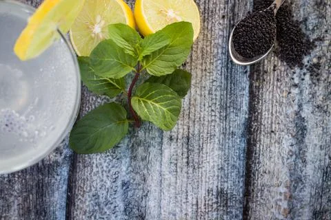Lemon juice with mint Stock Photos