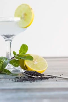 Lemon juice with mint Stock Photos