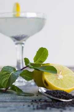 Lemon juice with mint Stock Photos