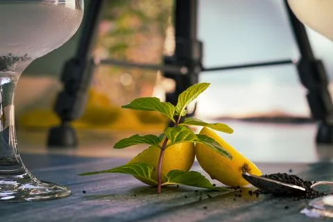 Lemon juice with mint Stock Photos