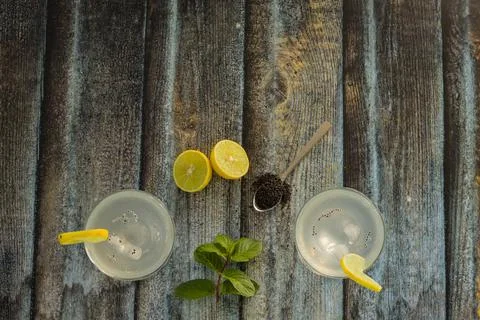 Lemon juice with mint Stock Photos