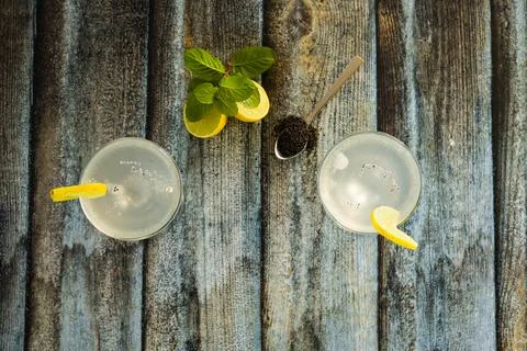 Lemon juice with mint Stock Photos