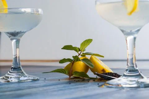 Lemon juice with mint Stock Photos