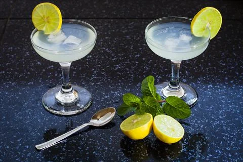 Lemon juice with mint Stock Photos