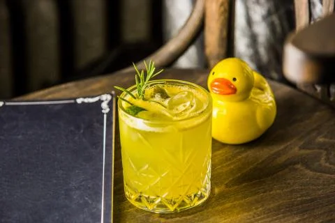 Lemon juice with mint on the table Stock Photos