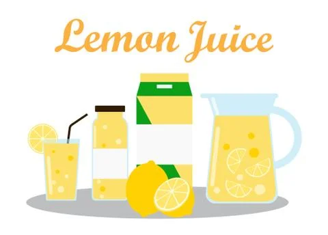 Lemon Juice with pack template packaging design - vector illustration   Stock Illustration