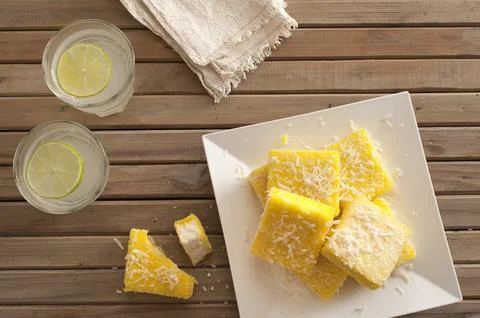 Lemon Lammingtons Stock Photos