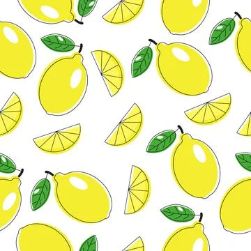 Lemon with a leaf and half a lemon Stock Illustration