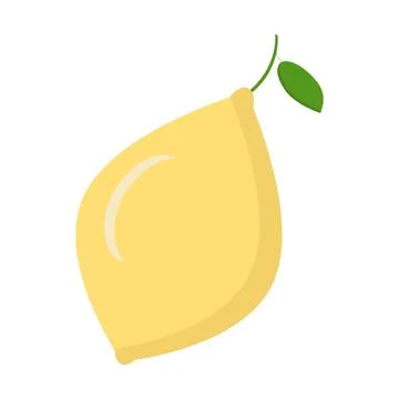 Lemon with a leaf close-up flat style on a white background Stock Illustration