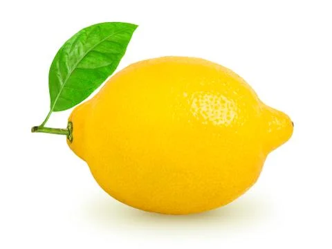 Lemon with leaf isolated Stock Photos