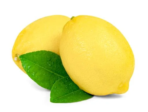 Lemon with leaf isolated on white background ,include clipping path Stock Photos