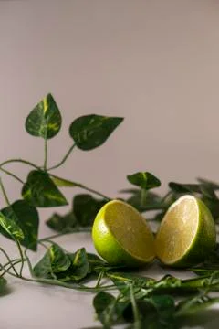 Lemon with leafs Stock Photos