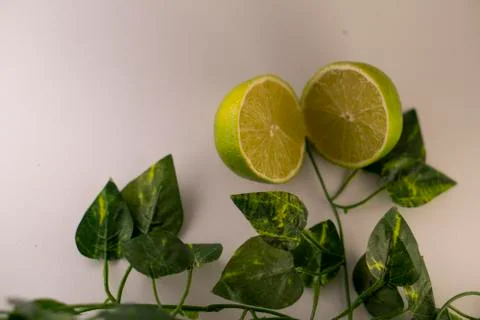 Lemon with leafs Stock Photos