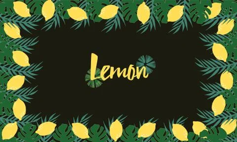 Lemon With Leaves Background Pattern Stock-Illustration