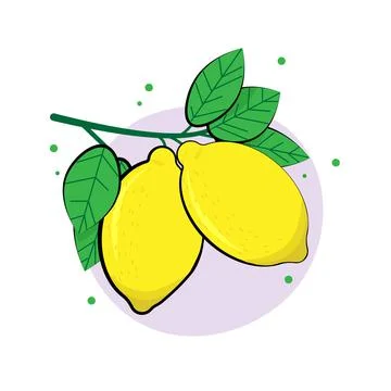 Lemon with leaves Stock Illustration