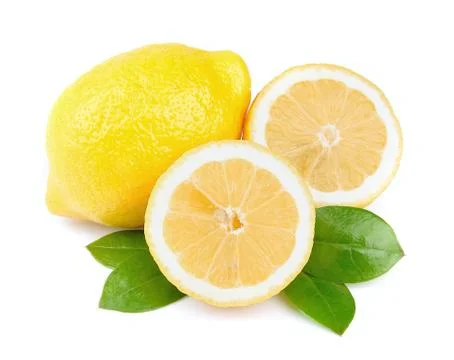 Lemon with leaves Stock Photos