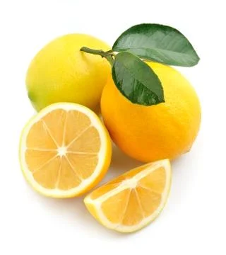 Lemon with leaves Stock Photos