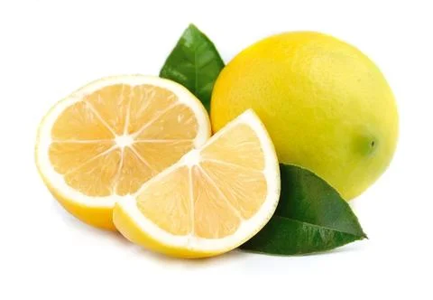 Lemon with leaves. Stock Photos
