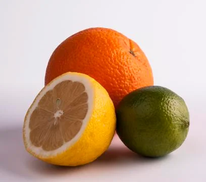 Lemon, lime and orange Stock Photos