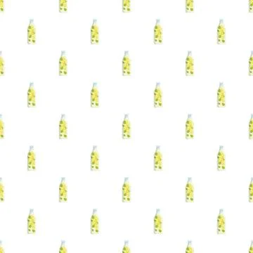 Lemon lime refreshing drink bottle seamless pattern Stock Illustration