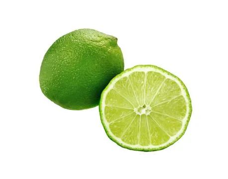 Lemon, lime slice, clipping path  on a white. Stock Photos