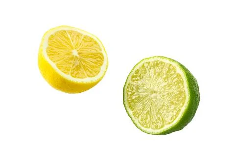 Lemon, lime slice, clipping path  on a white. Foto stock