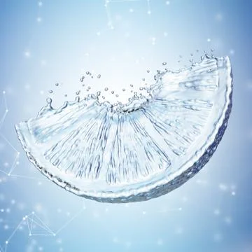 Lemon made out of water splashes. Blue background Stock-Illustration