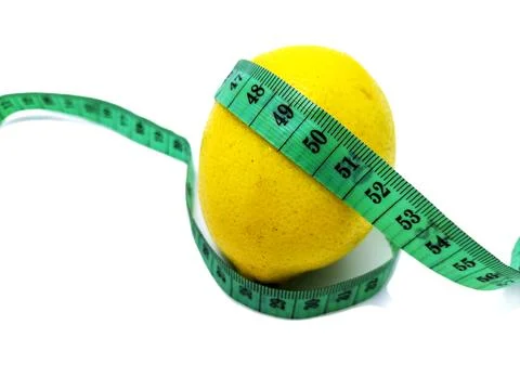 Lemon  with measuring tape Stock Photos