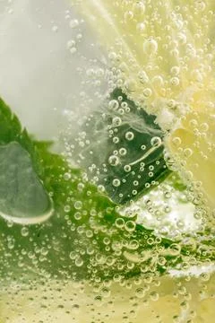 Lemon Mint Fizz Macro Stock Photos