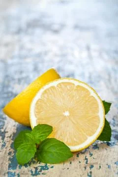 Lemon with mint Stock Photos