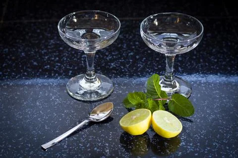 Lemon with mint. Stock Photos