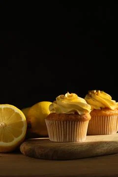Lemon muffins on a dark background Foto stock