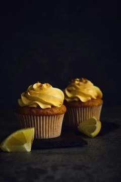 Lemon muffins on a dark background Foto stock