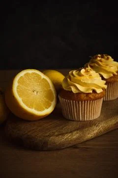 Lemon muffins on a dark background Fotos de archivo