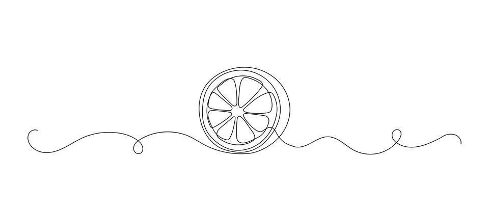 Lemon one line illustration. Vector continuous outline sketch isolated sketch Stock Illustration