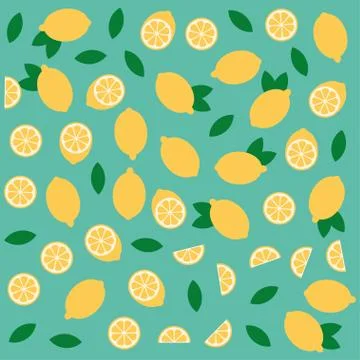 Lemon or lime citrus vector fun seamless pattern Stock Illustration
