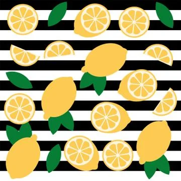 Lemon or lime citrus vector fun seamless pattern Stock Illustration