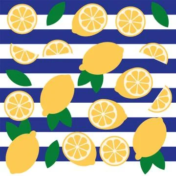 Lemon or lime citrus vector fun seamless pattern Illustrazione stock
