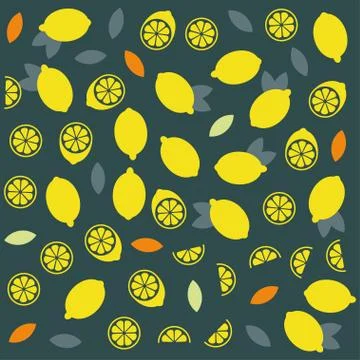 Lemon or lime citrus vector fun seamless pattern Stock Illustration