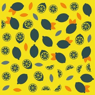 Lemon or lime citrus vector fun seamless pattern Illustrazione stock