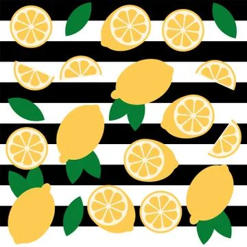 Lemon or lime citrus vector fun seamless pattern Illustrazione stock