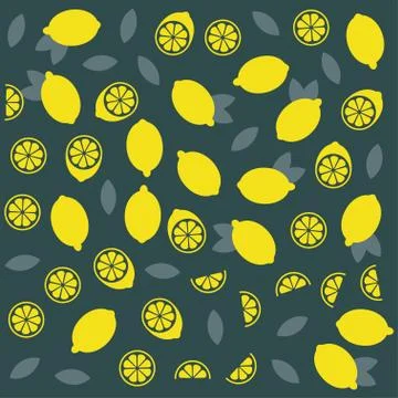 Lemon or lime citrus vector fun seamless pattern Illustrazione stock