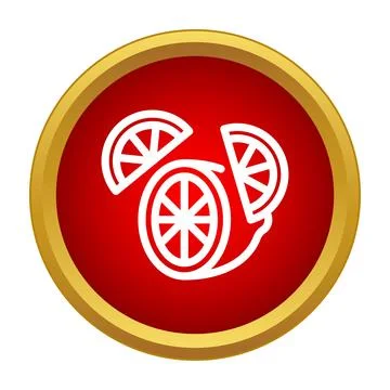 Lemon or lime slice vector icon in red circle Stock Illustration